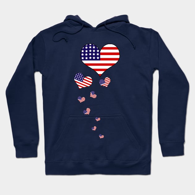 Hearts Stars Stripes American Flag Hoodie by letnothingstopyou